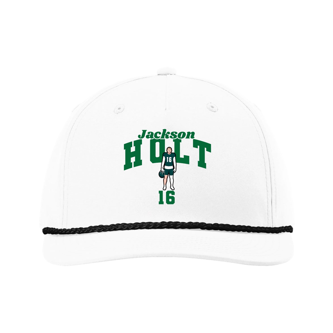 Five-Panel Classic Rope Cap — Signature Arch in White