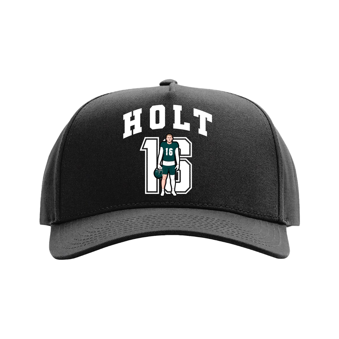 Full Fabric Five-Panel Champ Cap — Number in Black