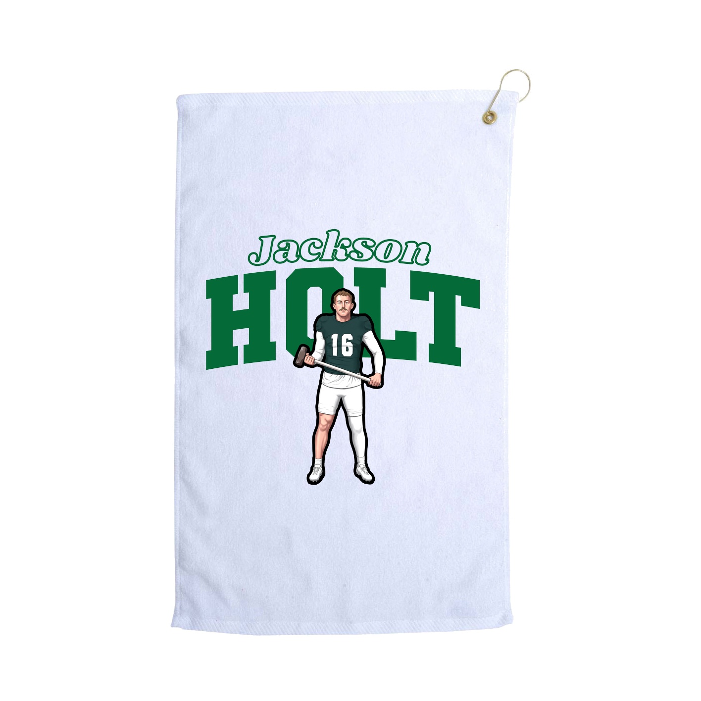 Golf Towel — Name Arch in White