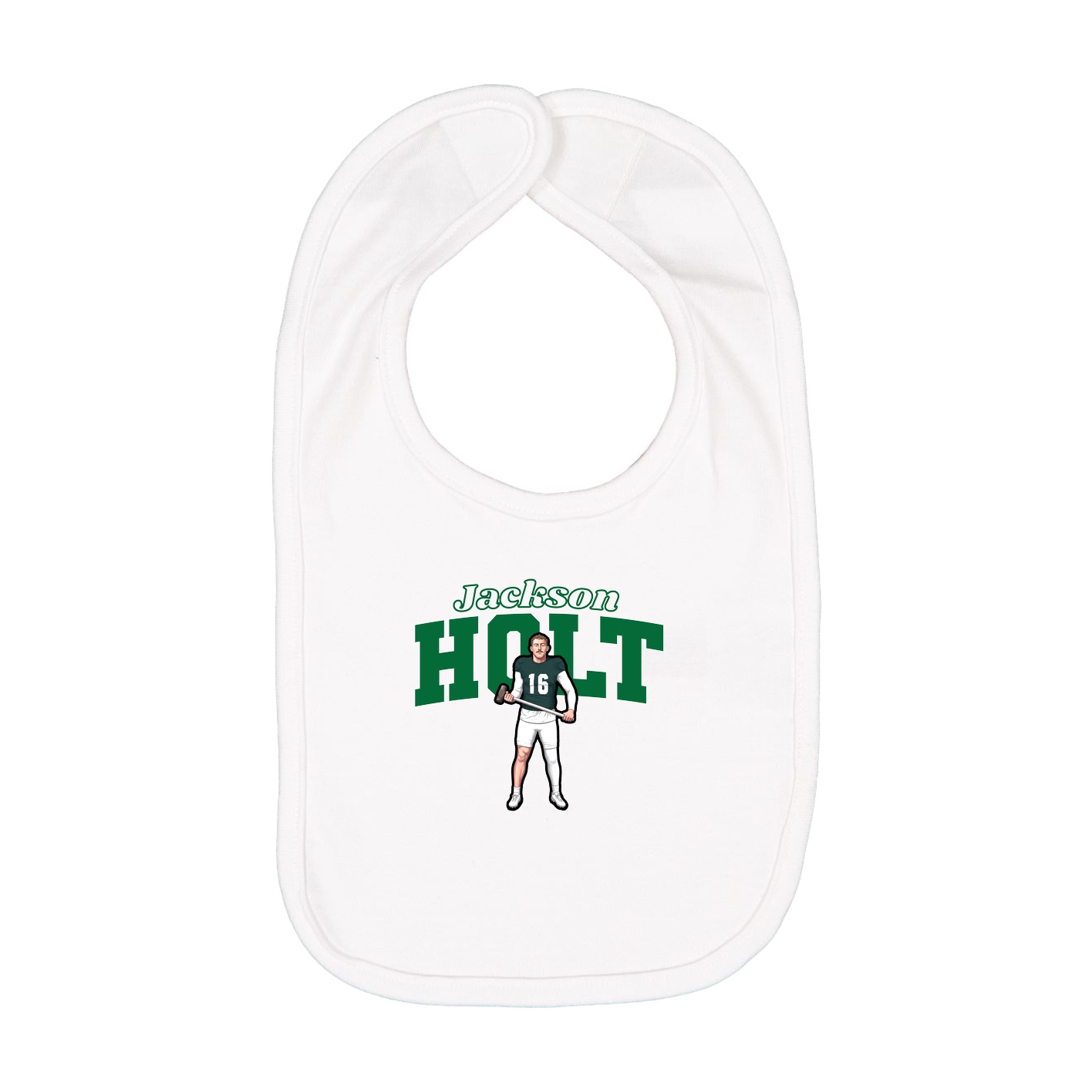Infant Bib — Name Arch in White