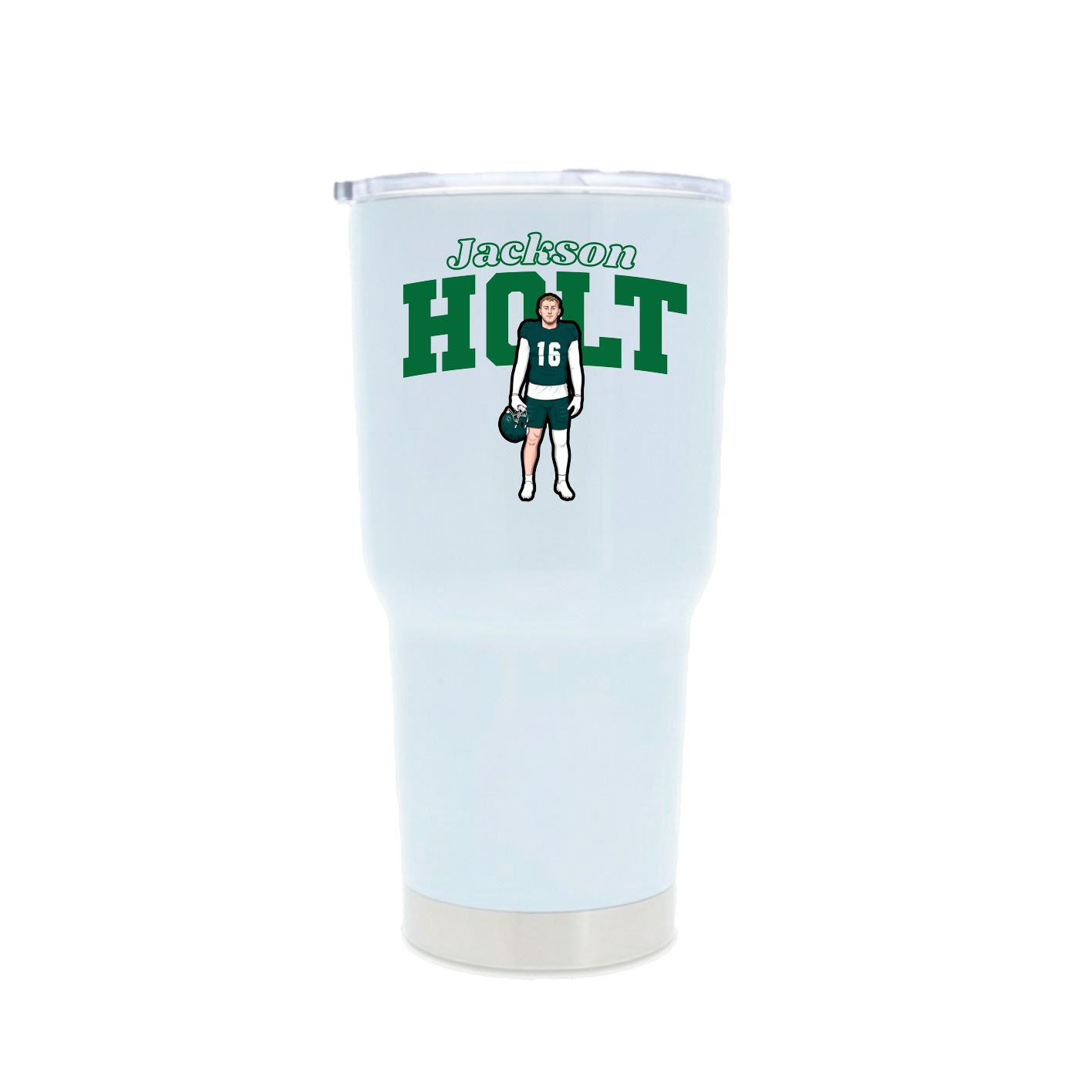 30oz Stainless Steel Tumbler — Name Arch in White
