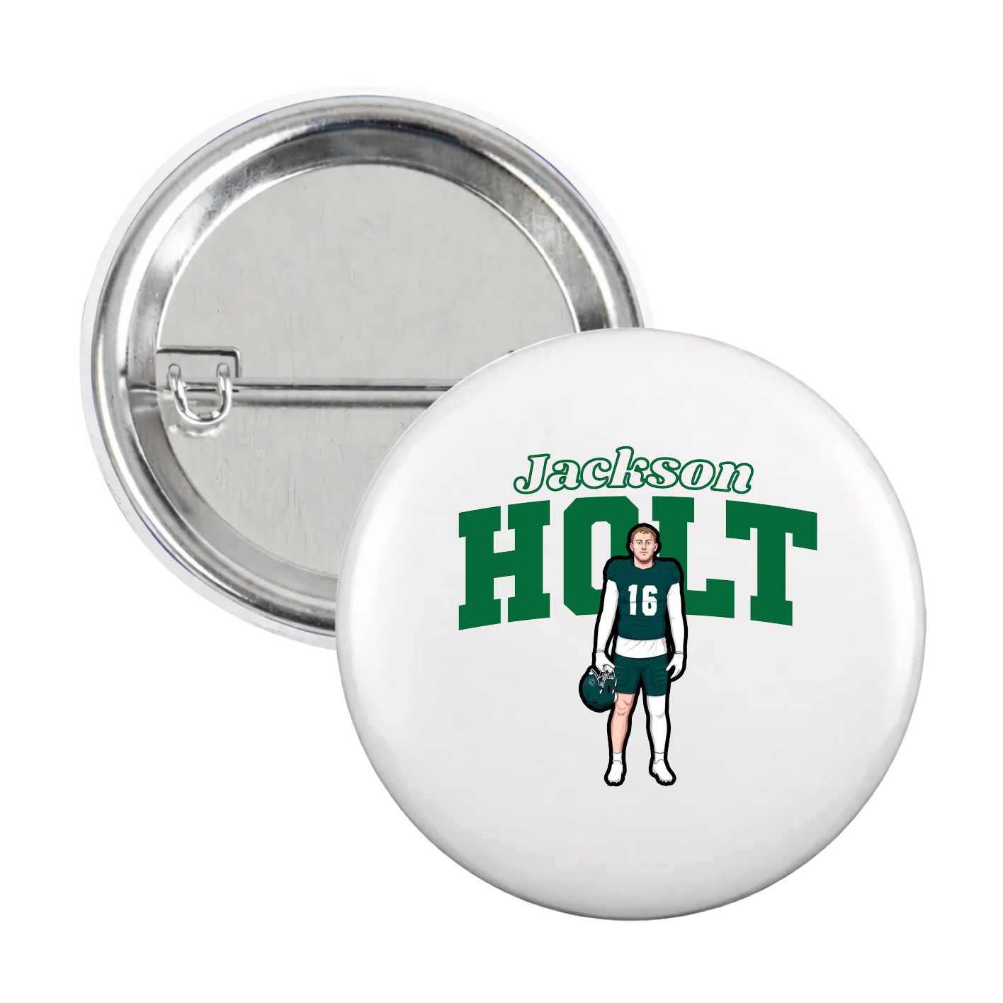 Game Day Button — Name Arch in White