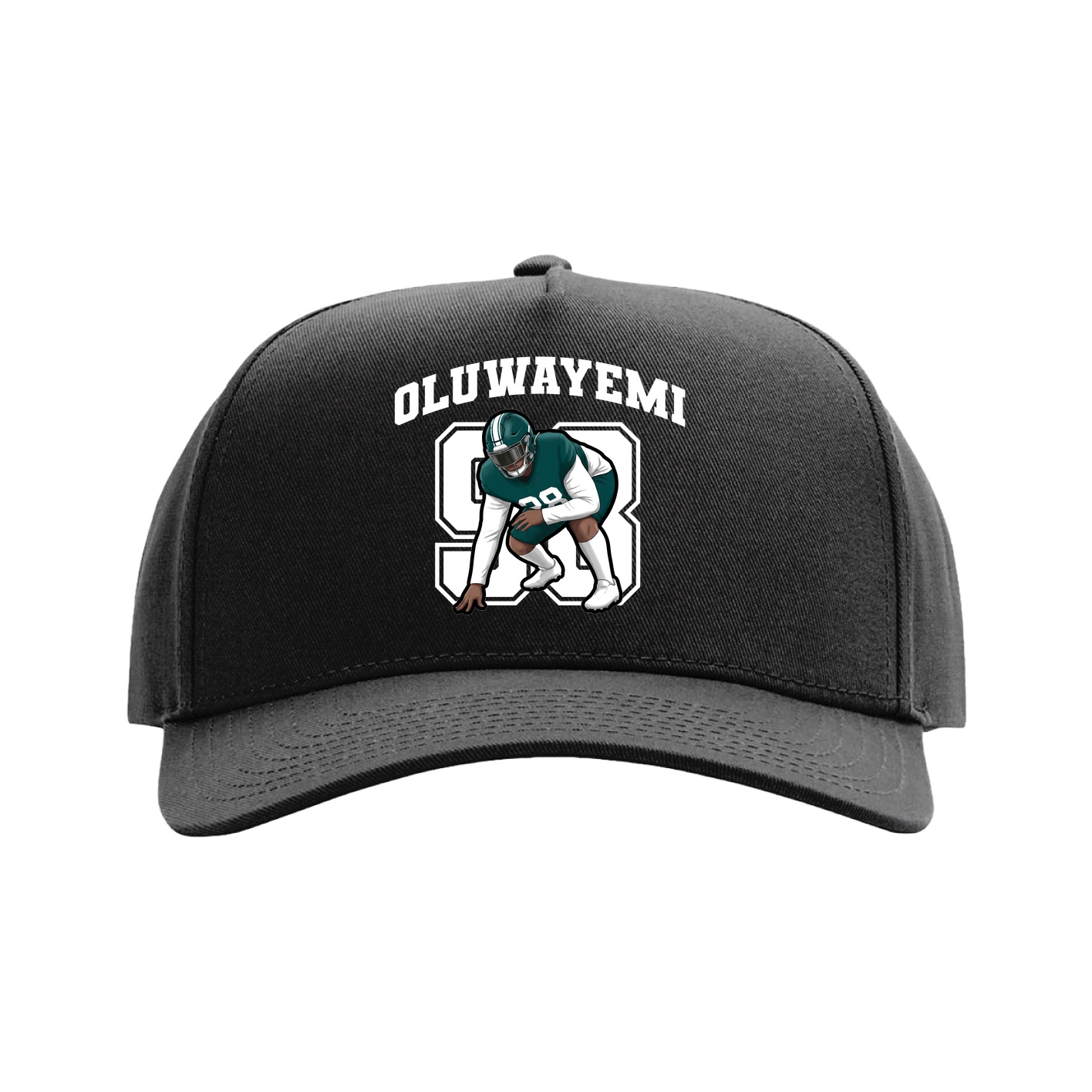 Full Fabric Five-Panel Champ Cap — Number in Black
