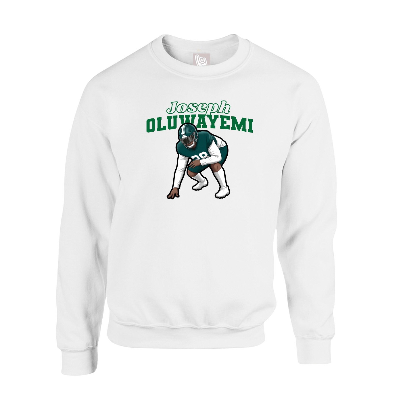 Fleece Crew — Name Arch in White