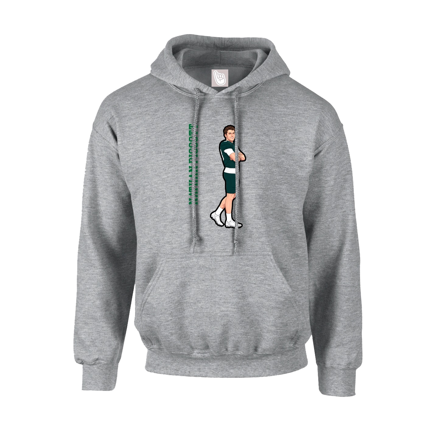 Hoodie — Name Vertical in Grey