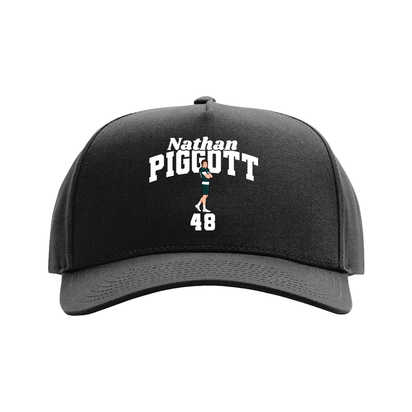 Full Fabric Five-Panel Champ Cap — Signature Arch in Black
