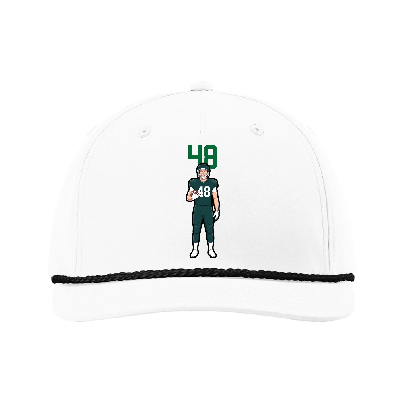 Five-Panel Classic Rope Cap — Number Top in White