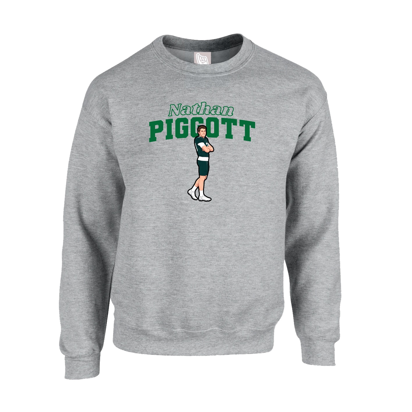 Fleece Crew — Name Arch in Grey