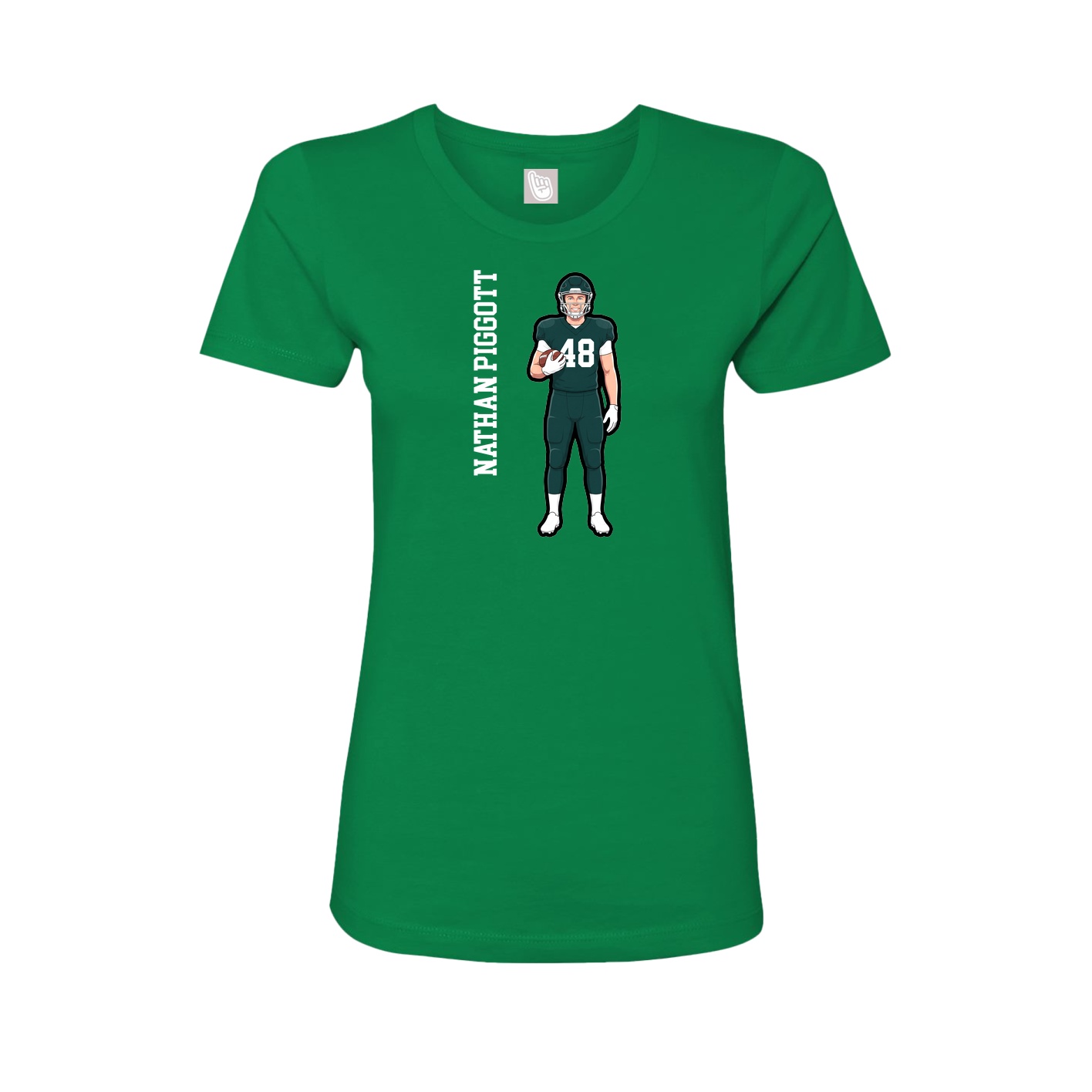 Fitted Women's Tee — Name Vertical in Green