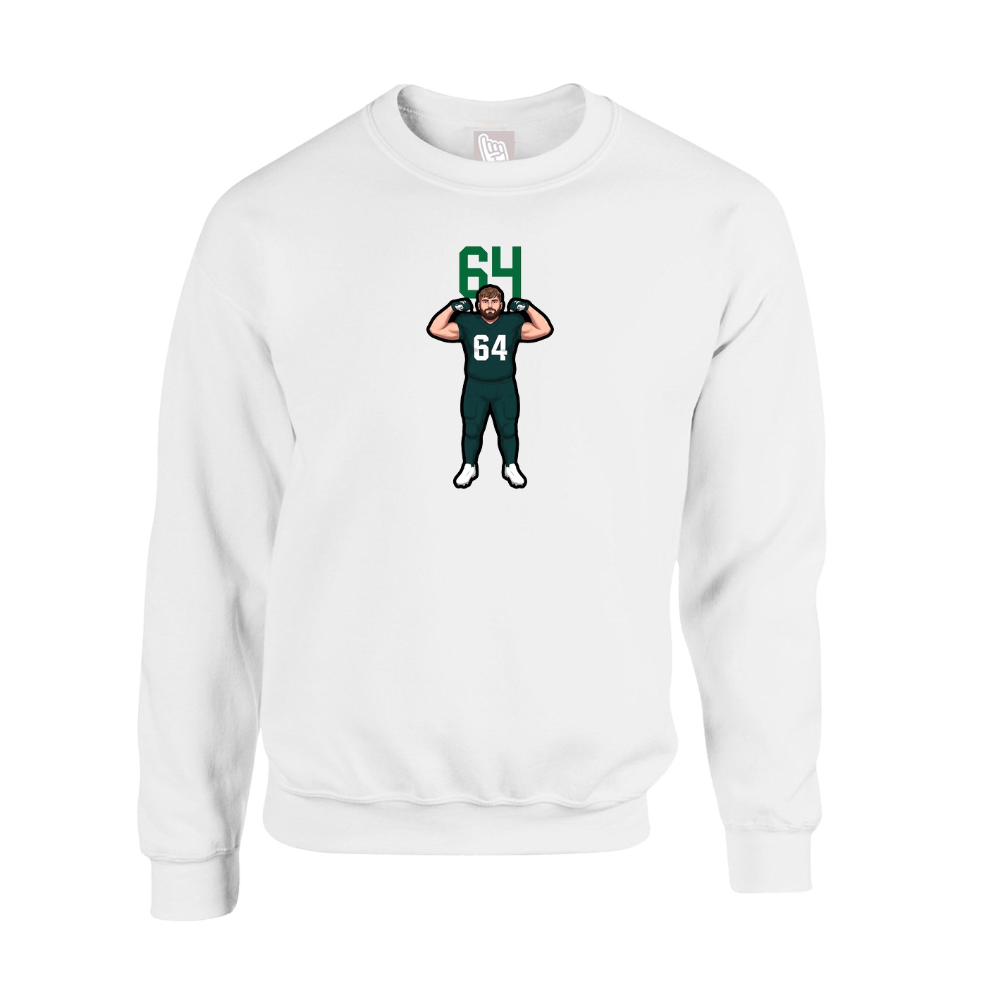 Fleece Crew — Number Top in White
