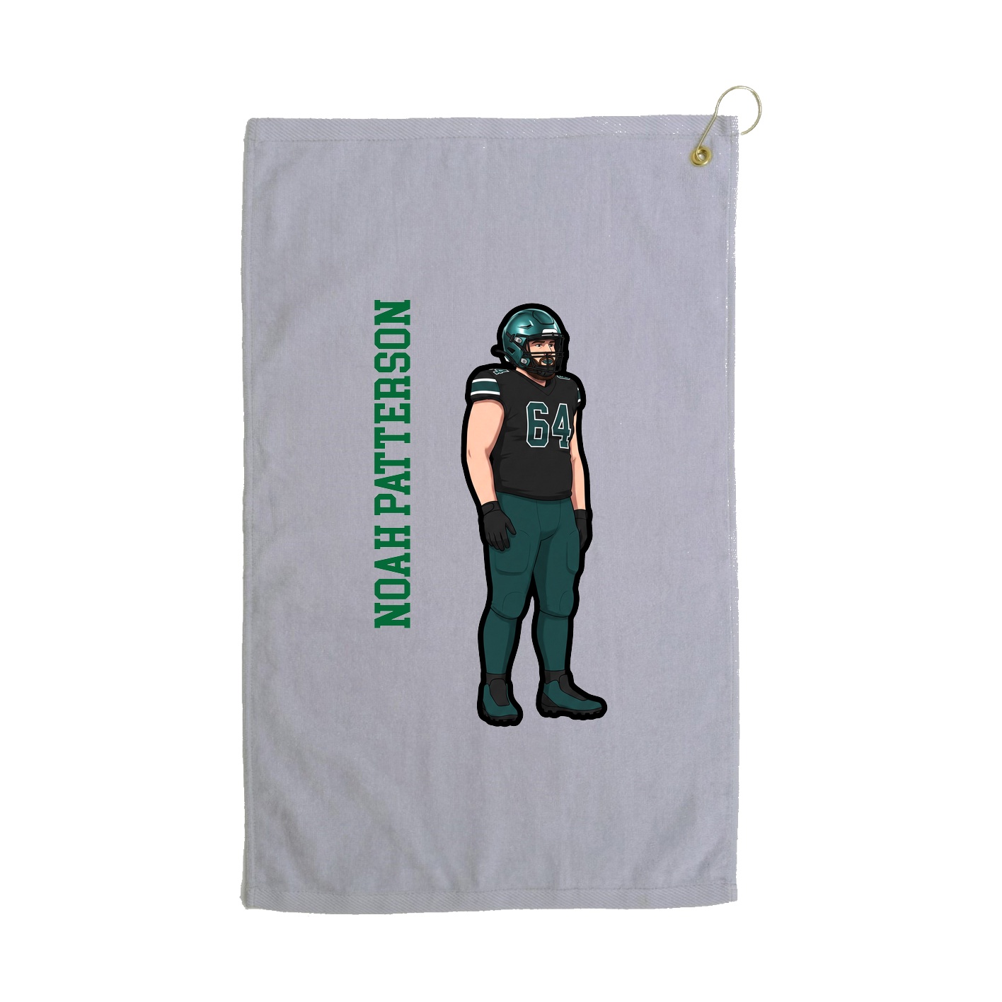 Golf Towel — Name Vertical in Grey