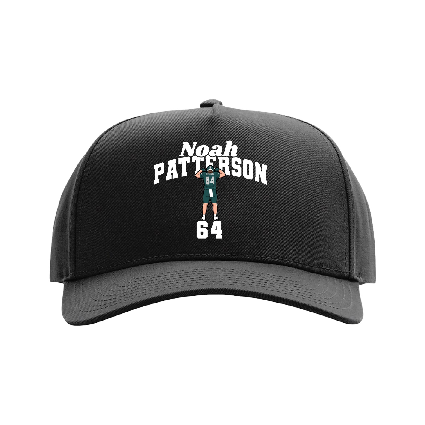 Full Fabric Five-Panel Champ Cap — Signature Arch in Black