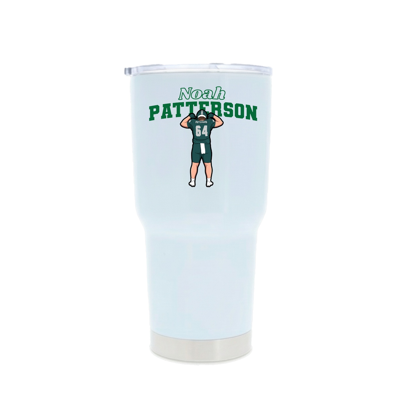 30oz Stainless Steel Tumbler — Name Arch in White