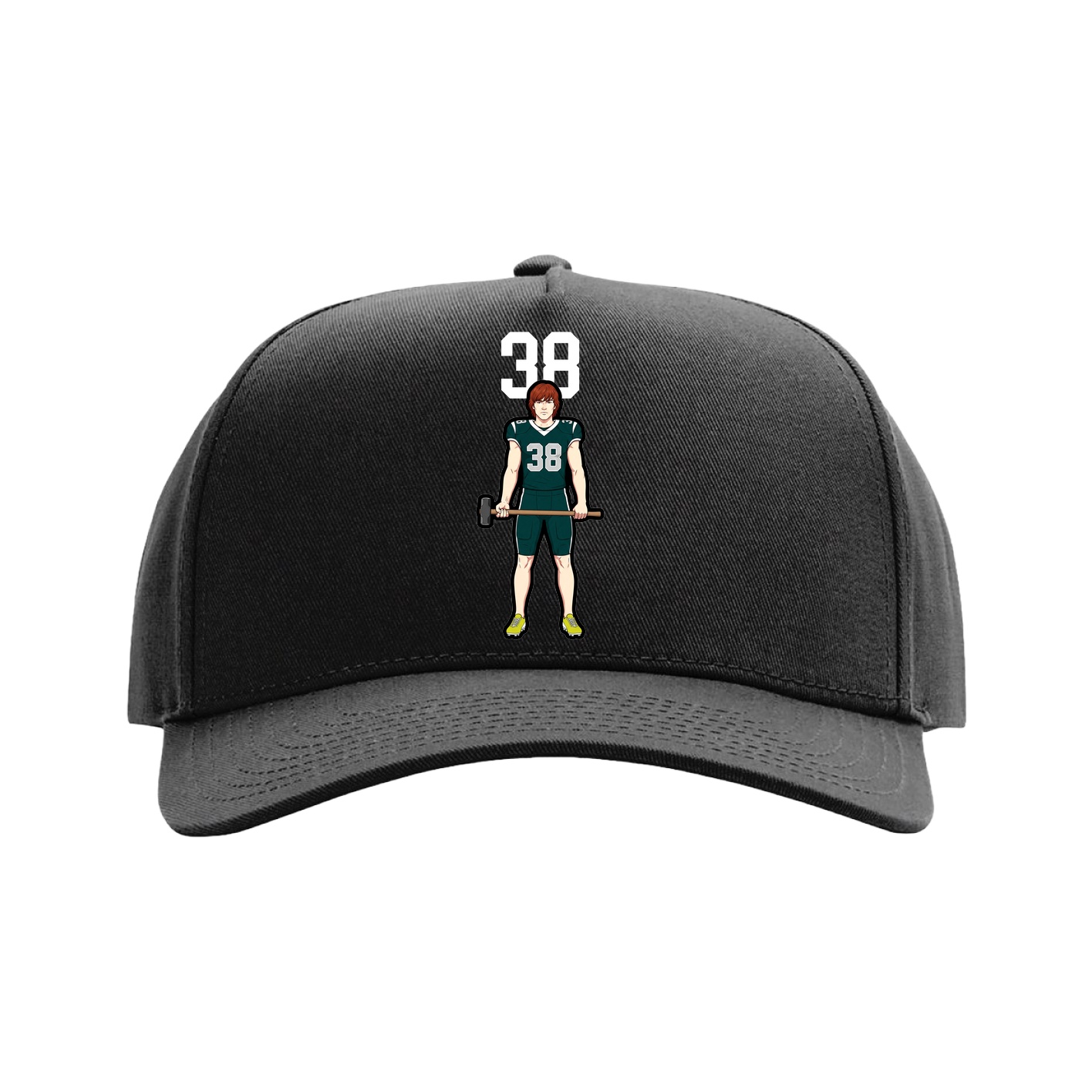 Full Fabric Five-Panel Champ Cap — Number Top in Black