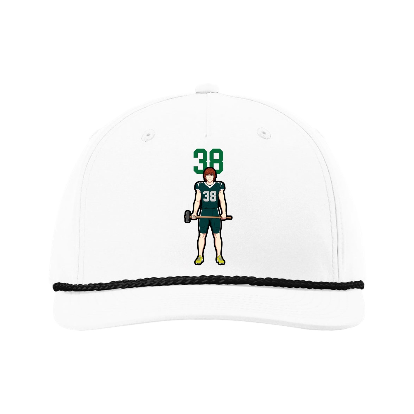 Five-Panel Classic Rope Cap — Number Top in White