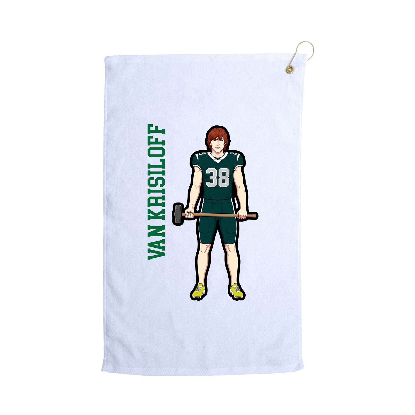 Golf Towel — Name Vertical in White