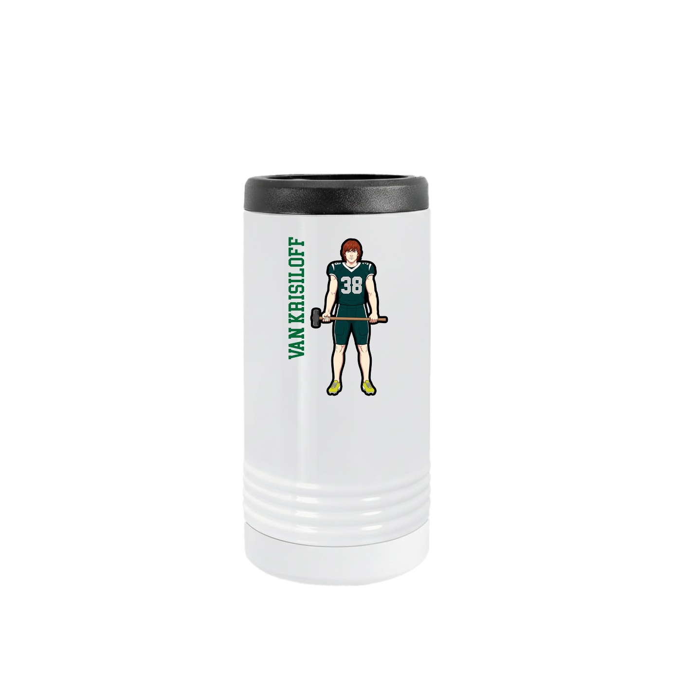 Slim Beverage Holder — Name Vertical in White