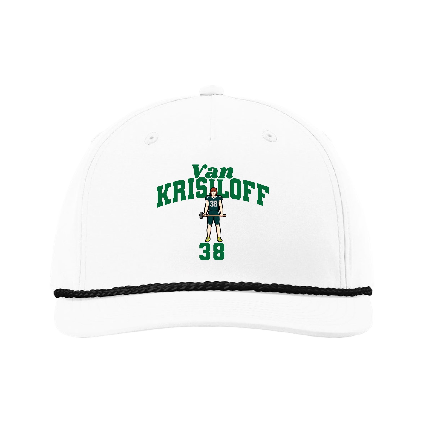Five-Panel Classic Rope Cap — Signature Arch in White