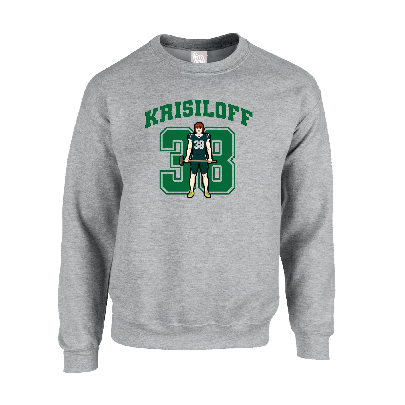 Fleece Crew — Number in Grey