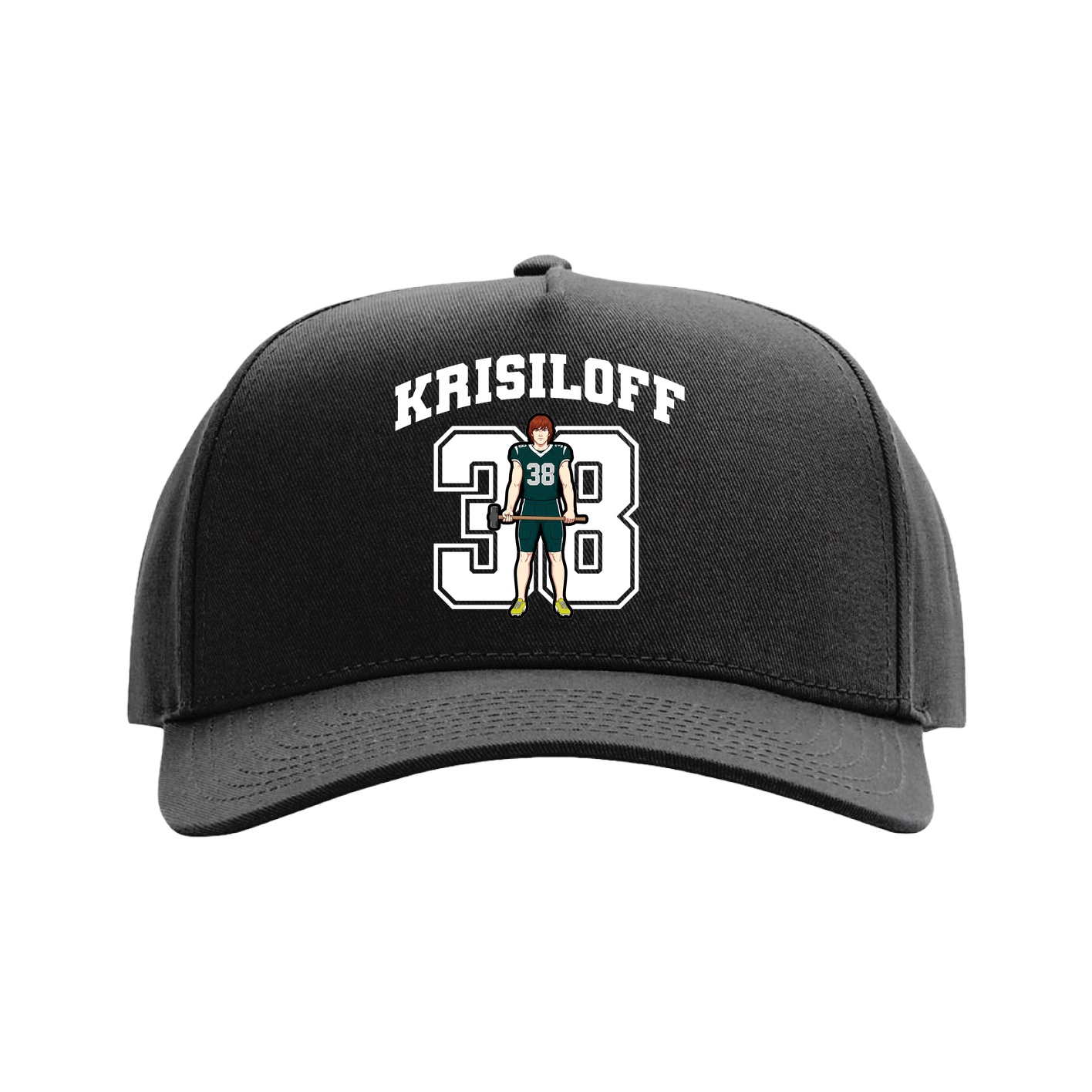 Full Fabric Five-Panel Champ Cap — Number in Black