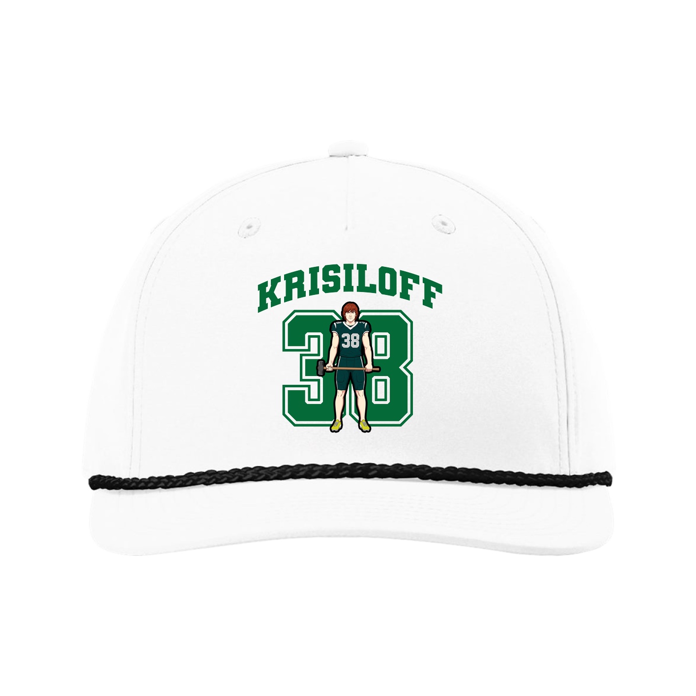 Five-Panel Classic Rope Cap — Number in White