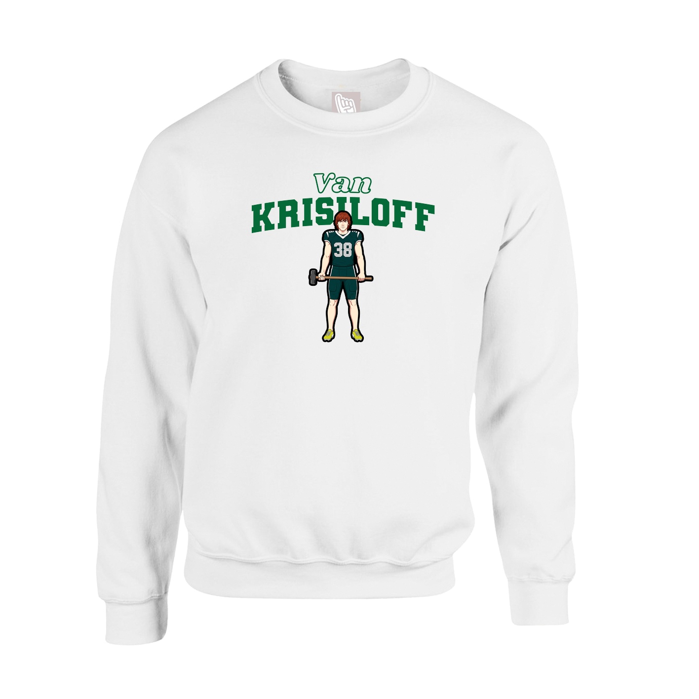 Fleece Crew — Name Arch in White