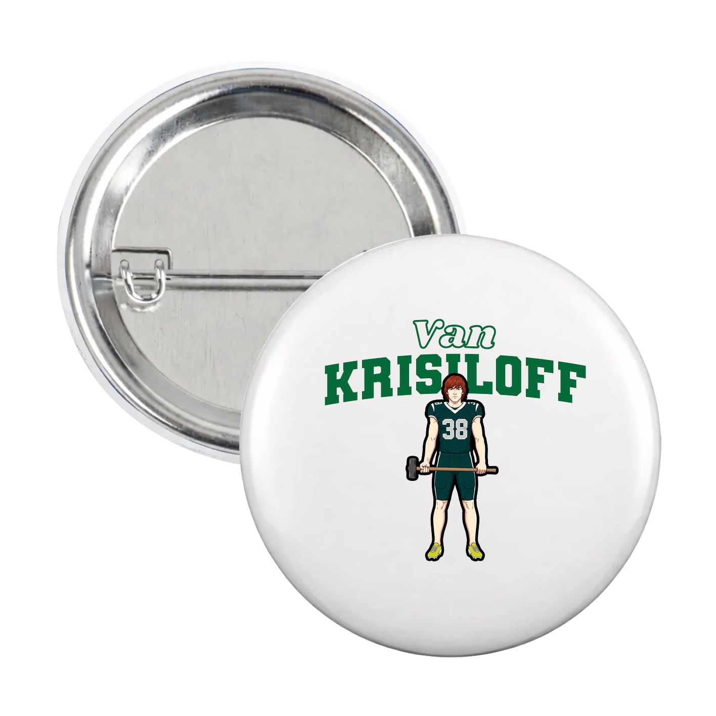 Game Day Button — Name Arch in White