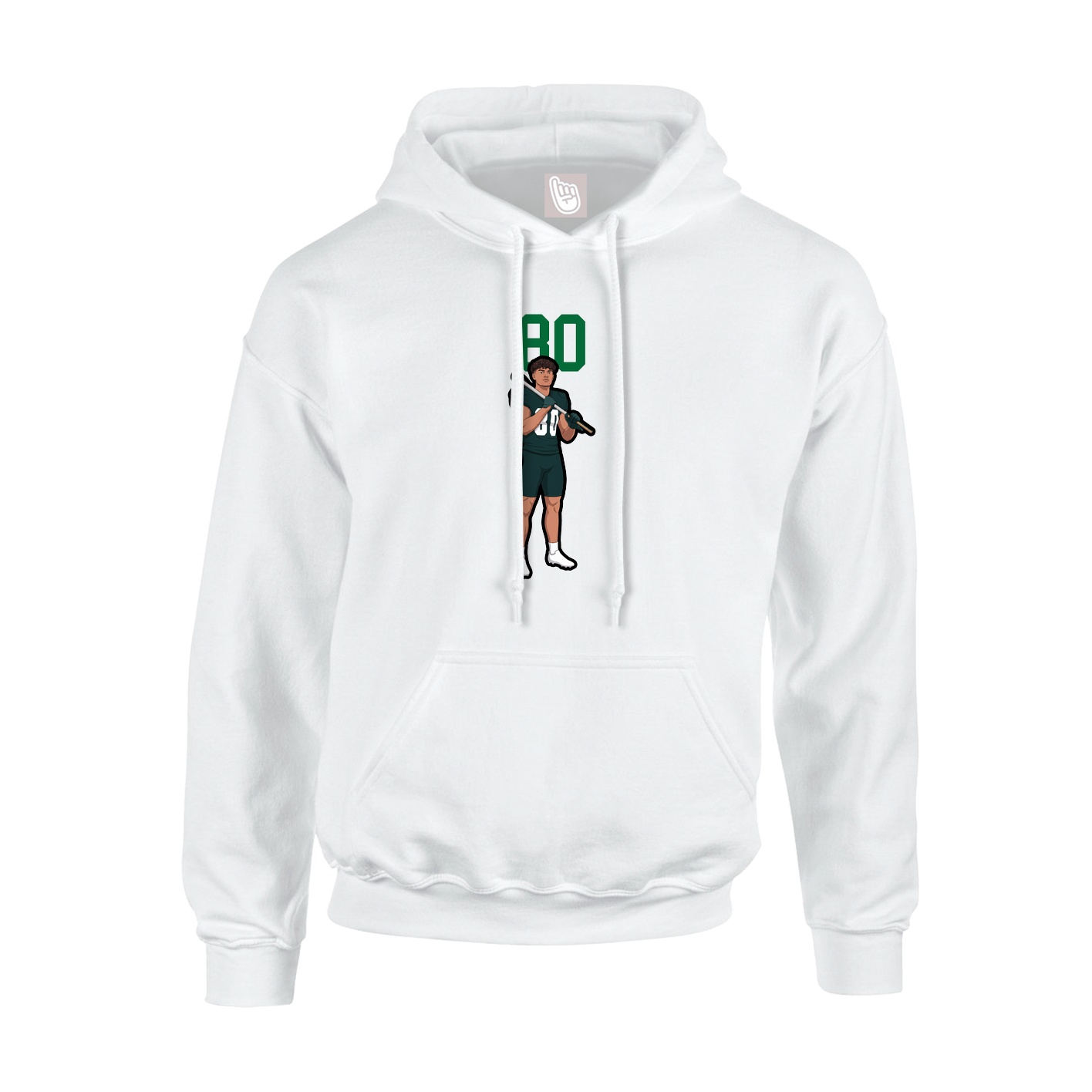 Youth Hoodie — Number Top in White