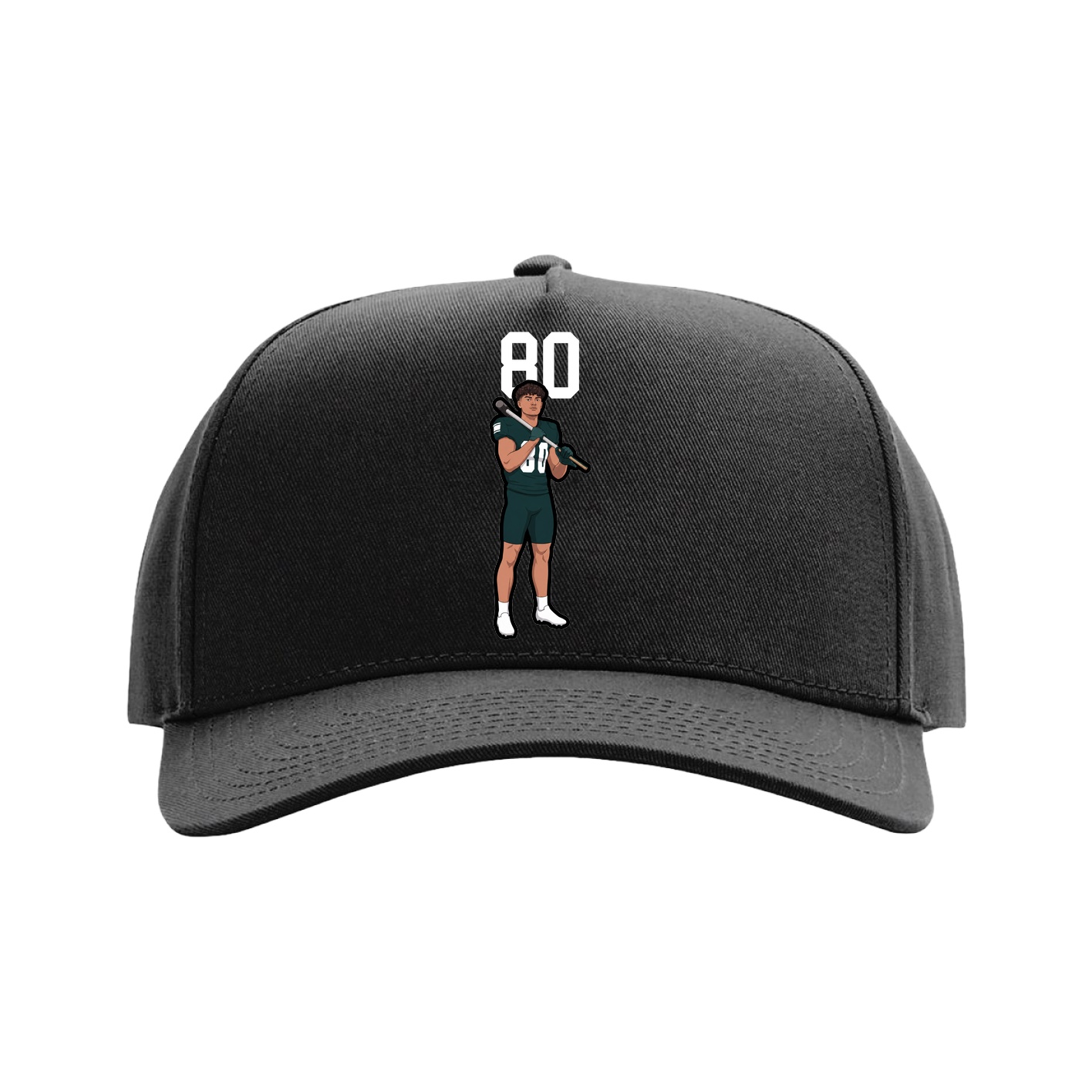 Full Fabric Five-Panel Champ Cap — Number Top in Black