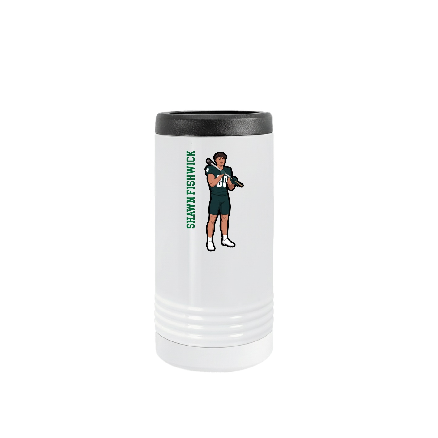 Slim Beverage Holder — Name Vertical in White