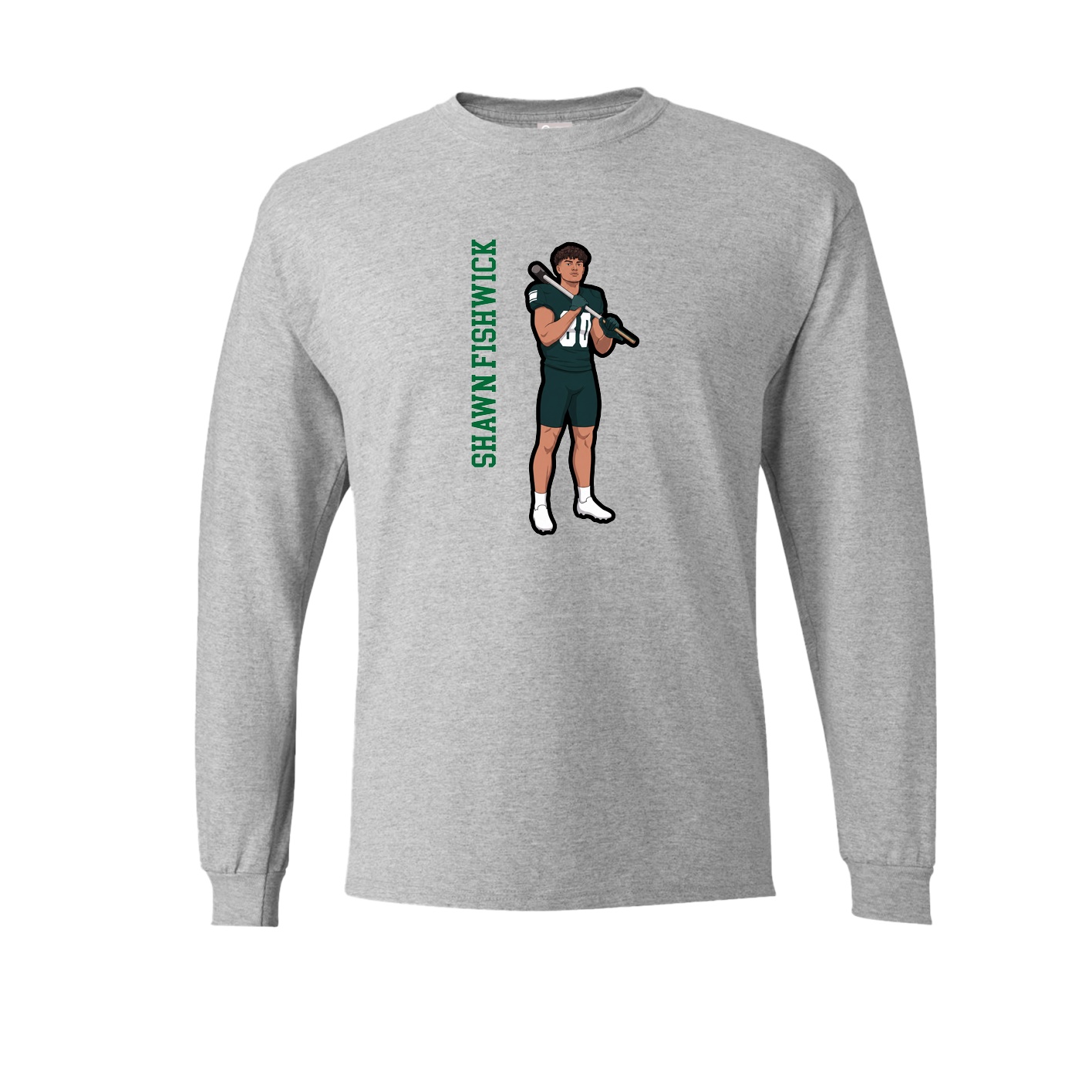 Long Sleeve Tee — Name Vertical in Grey