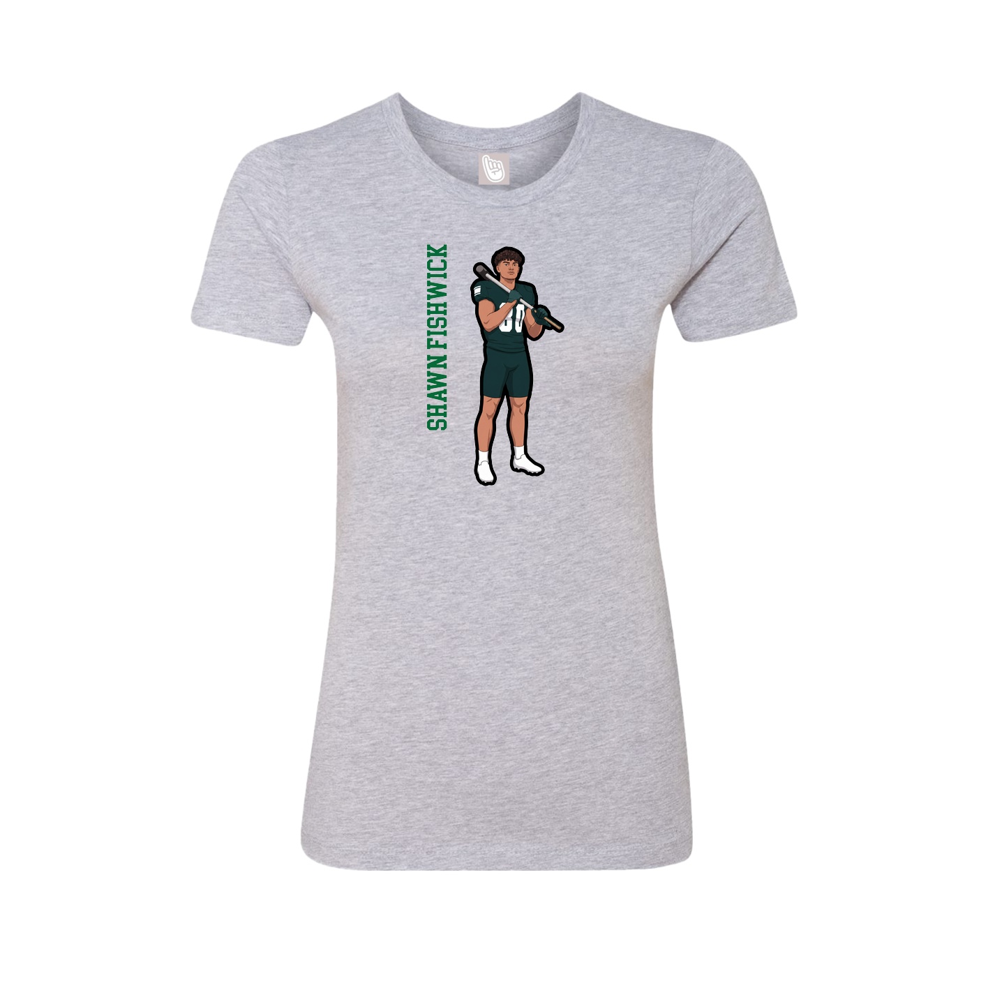 Fitted Women's Tee — Name Vertical in Grey