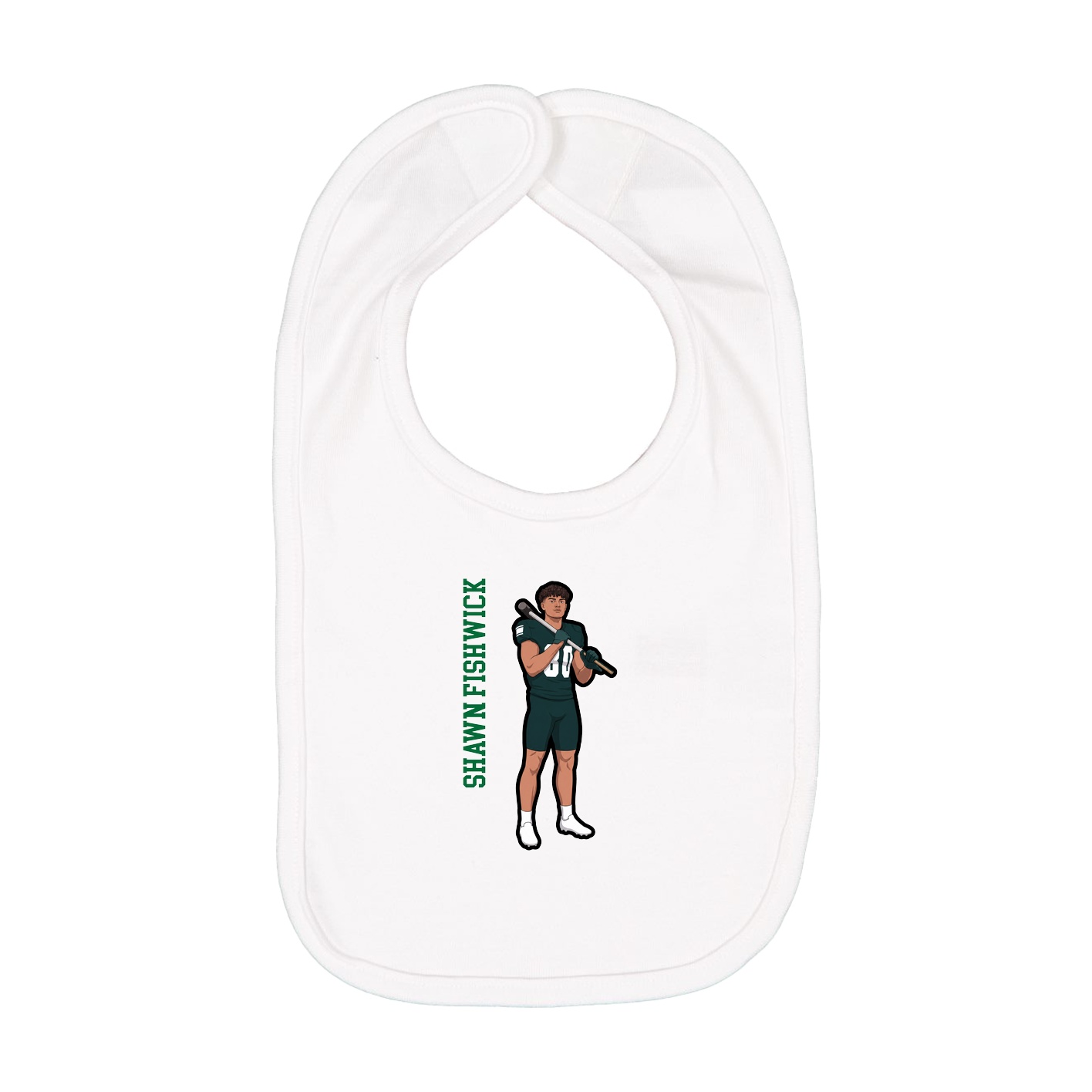 Infant Bib — Name Vertical in White
