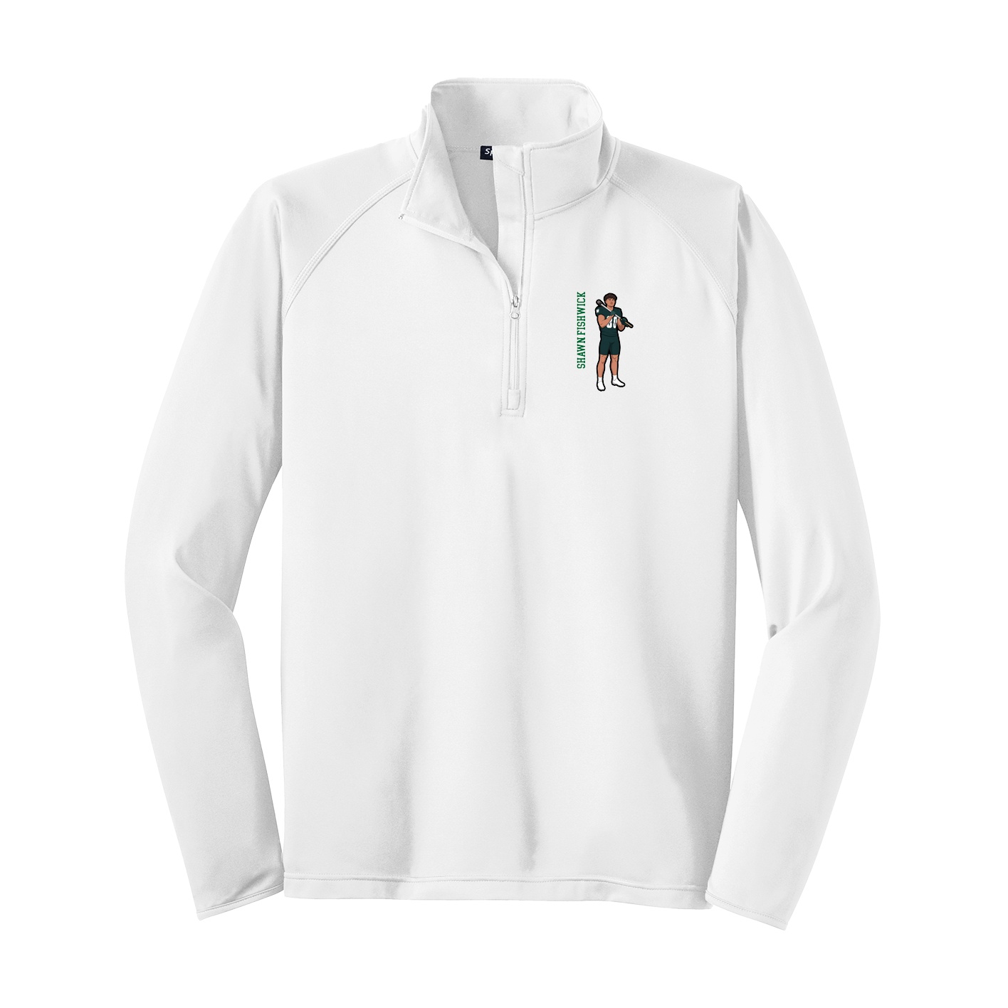 Q-Zip Pullover — Name Vertical in White