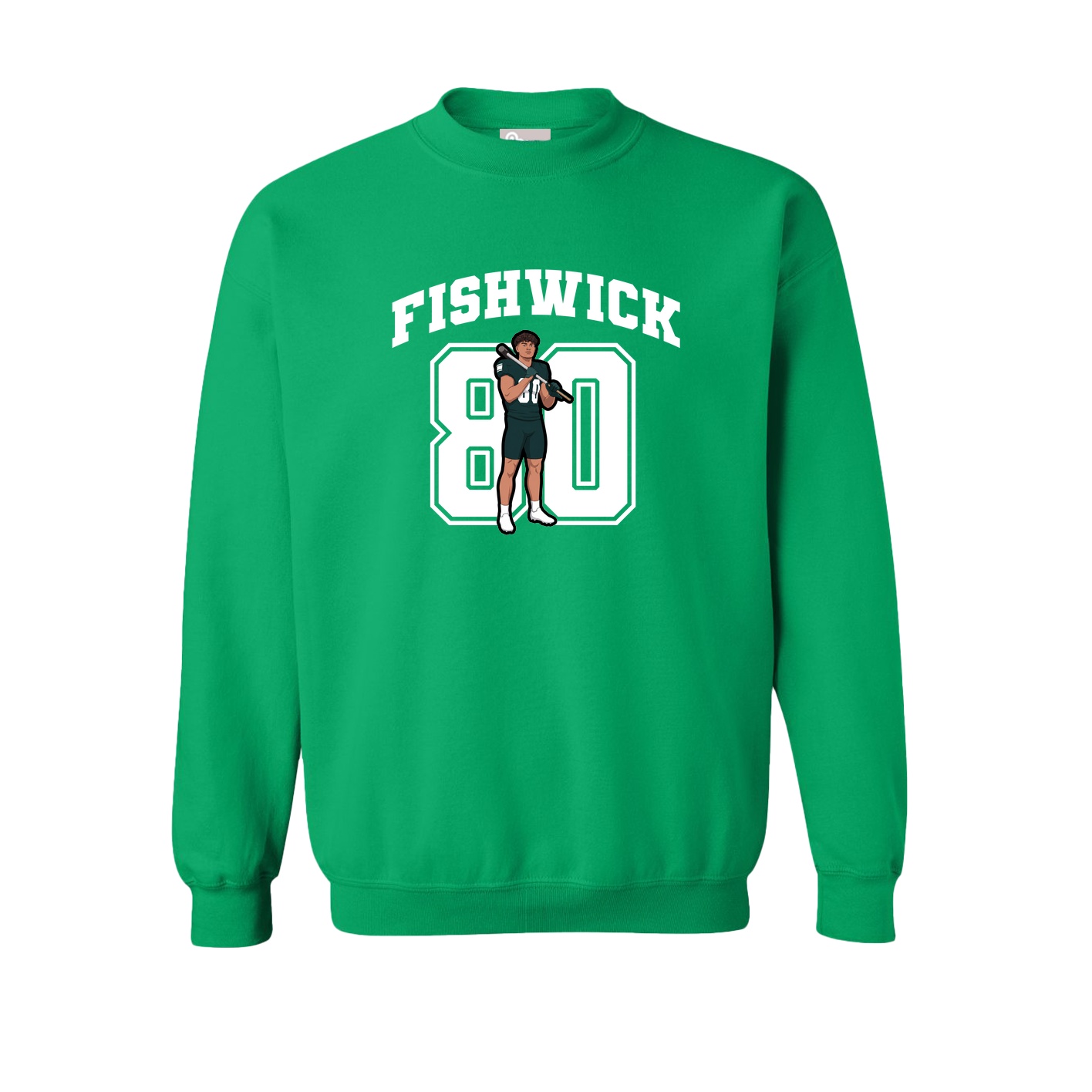 Fleece Crew — Number in Green