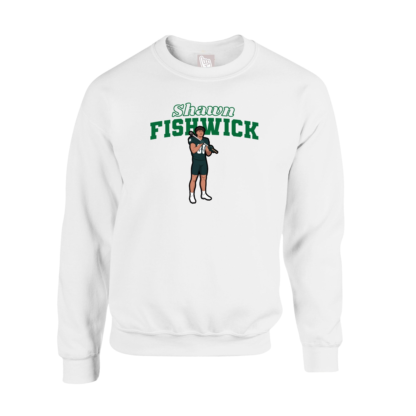 Fleece Crew — Name Arch in White
