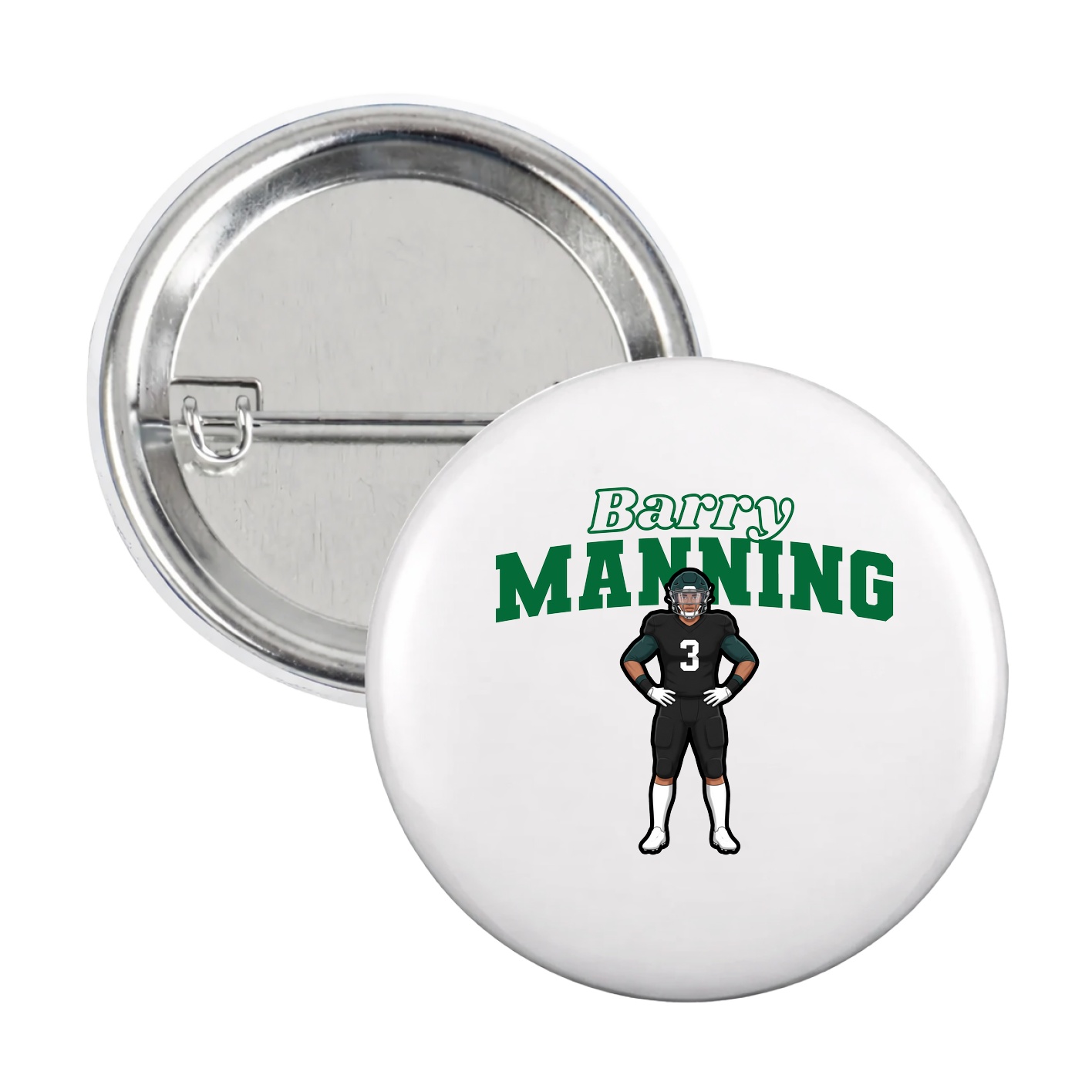 Game Day Button — Name Arch in White