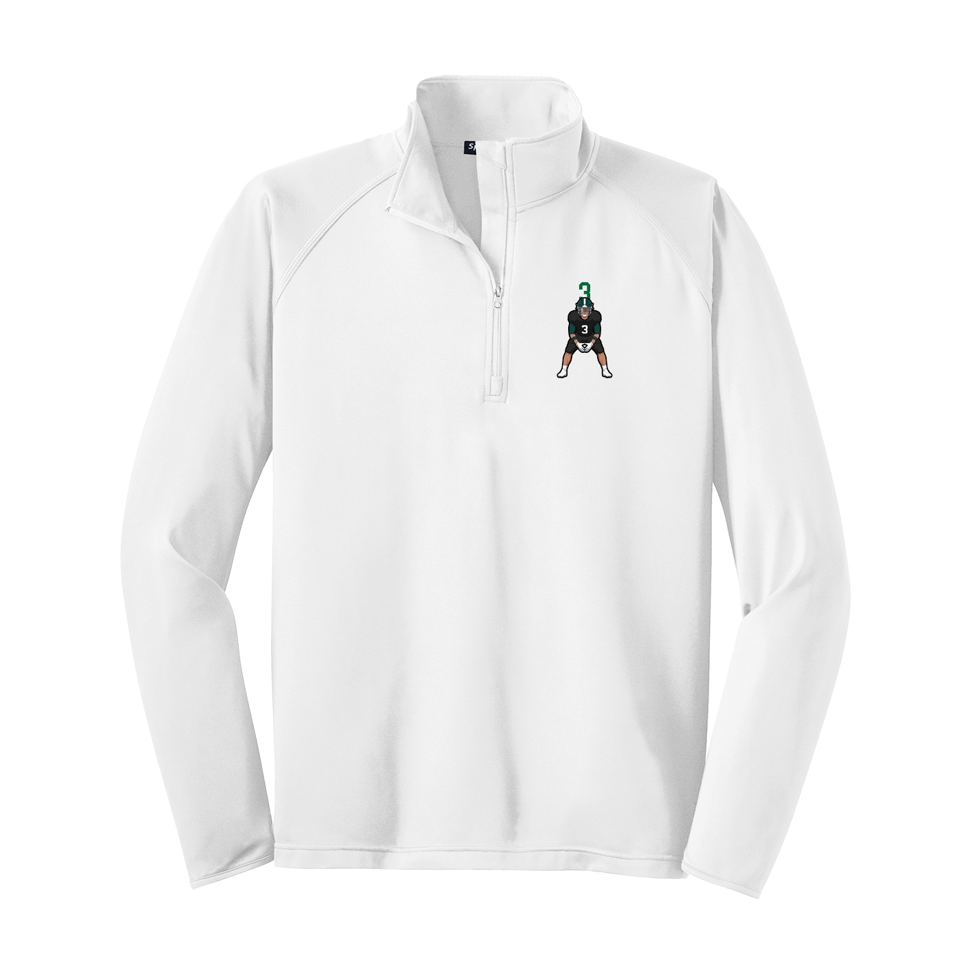 Q-Zip Pullover — Number Top in White