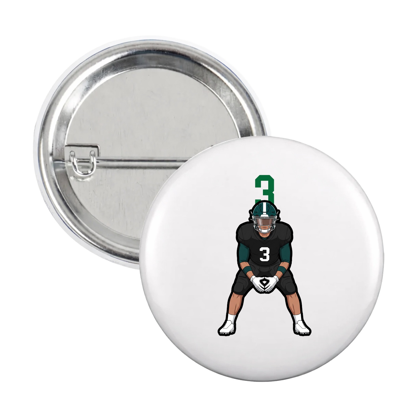 Game Day Button — Number Top in White