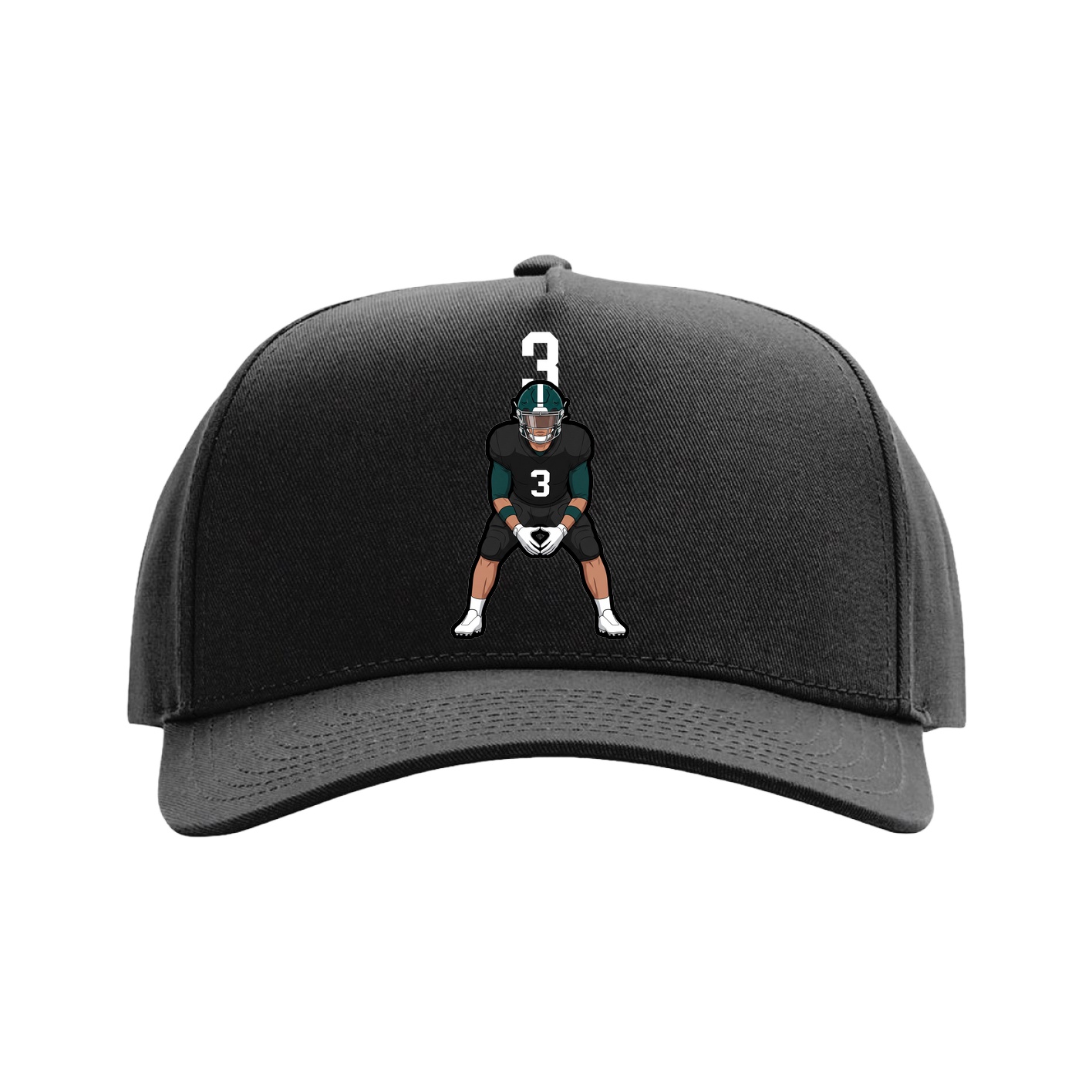 Full Fabric Five-Panel Champ Cap — Number Top in Black