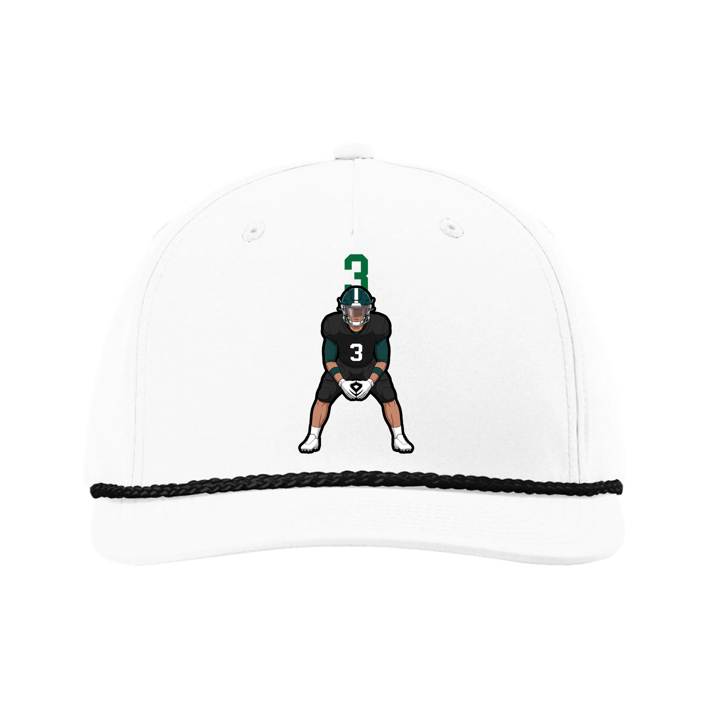 Five-Panel Classic Rope Cap — Number Top in White