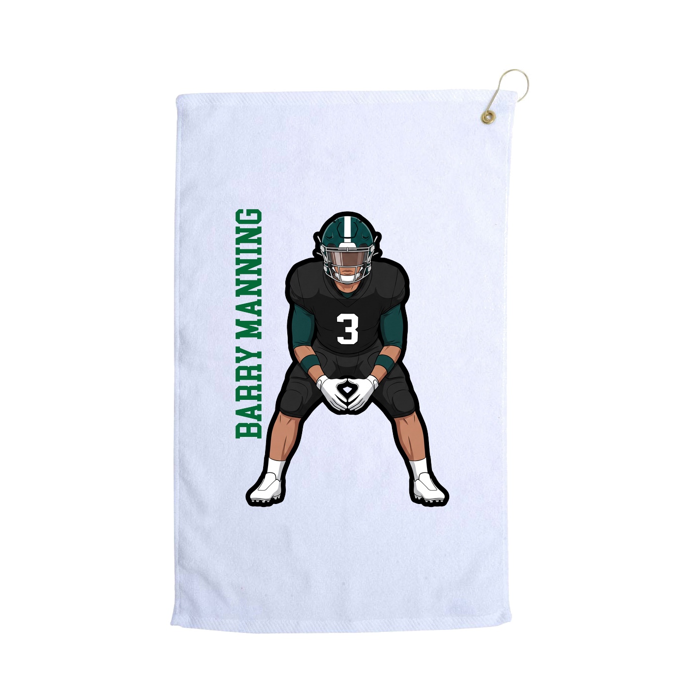 Golf Towel — Name Vertical in White