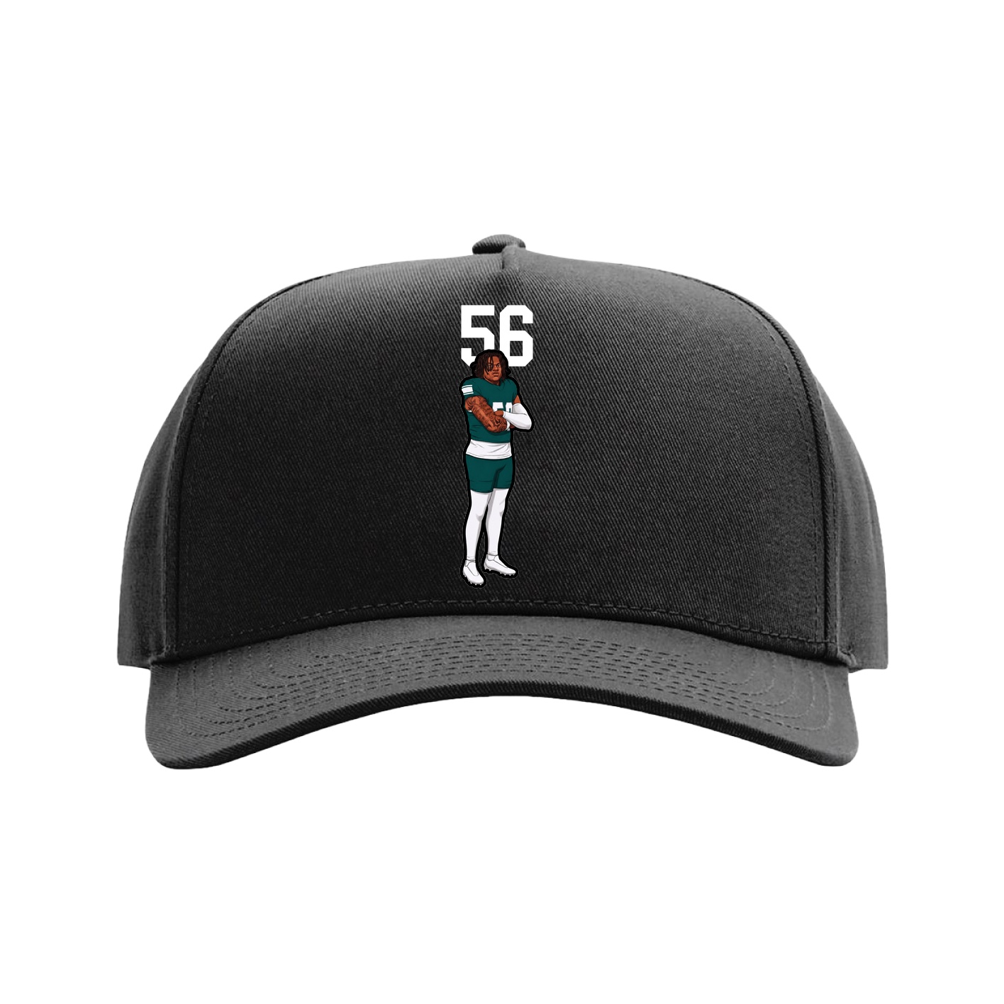 Full Fabric Five-Panel Champ Cap — Number Top in Black