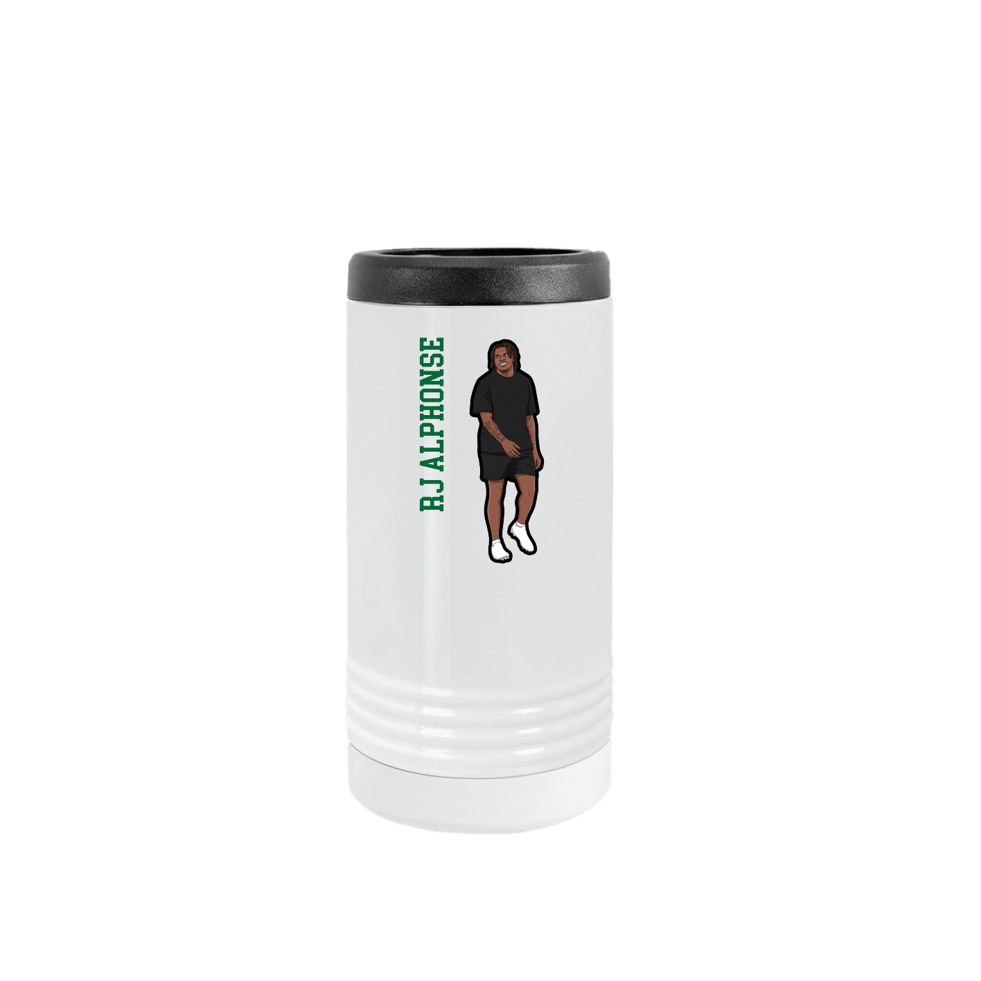 Slim Beverage Holder — Name Vertical in White