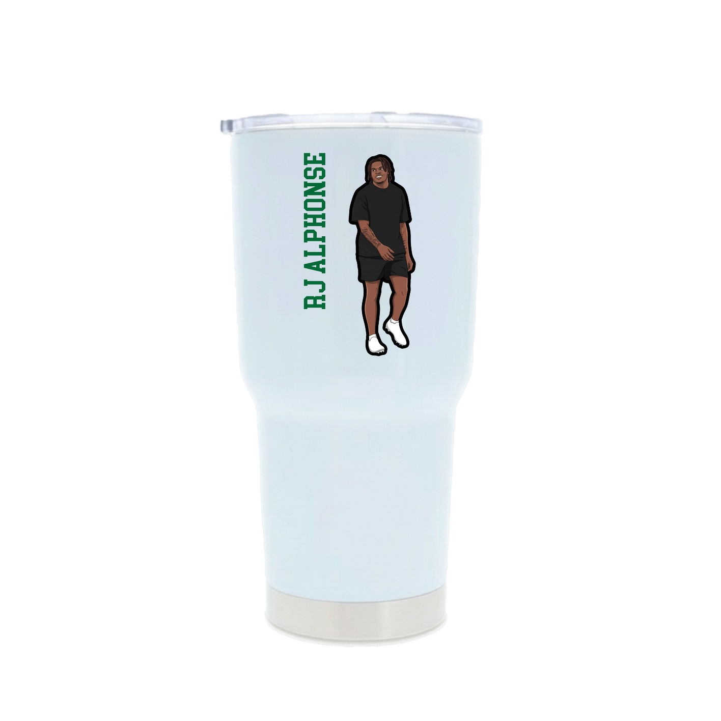 30oz Stainless Steel Tumbler — Name Vertical in White