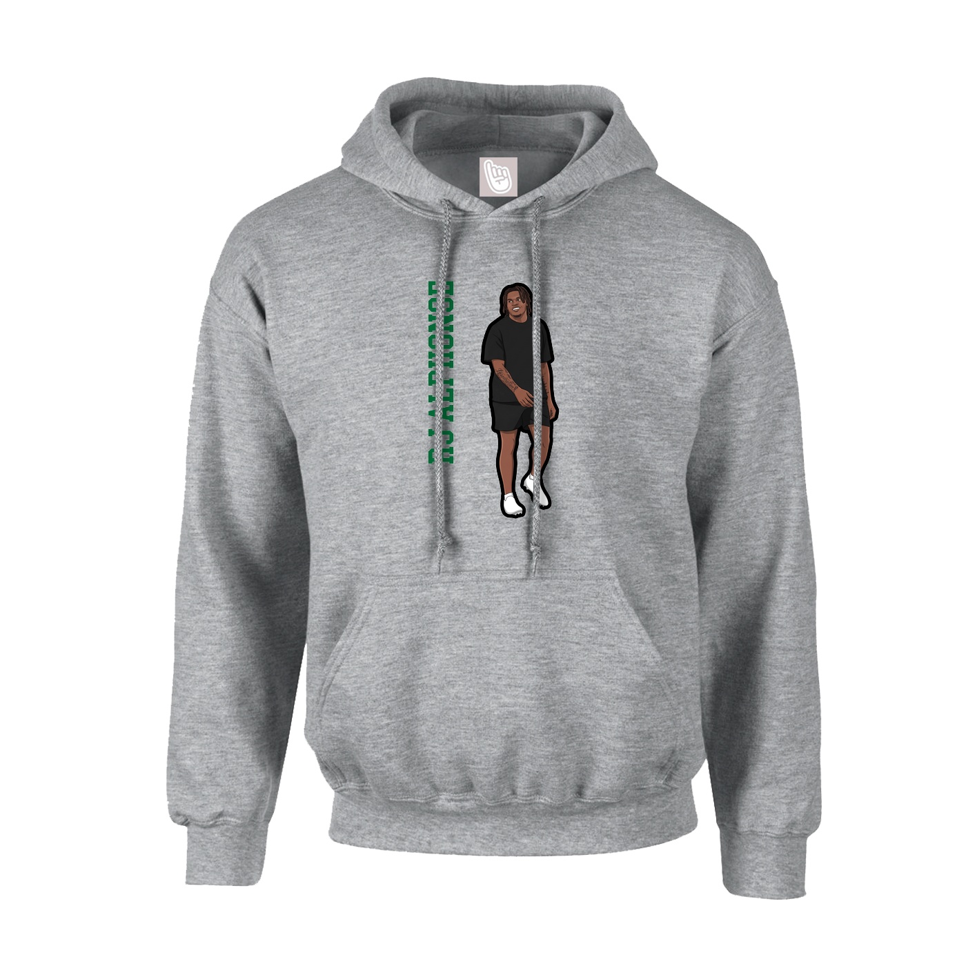 Hoodie — Name Vertical in Grey