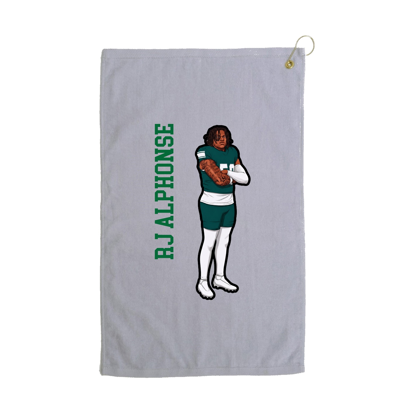 Golf Towel — Name Vertical in Grey