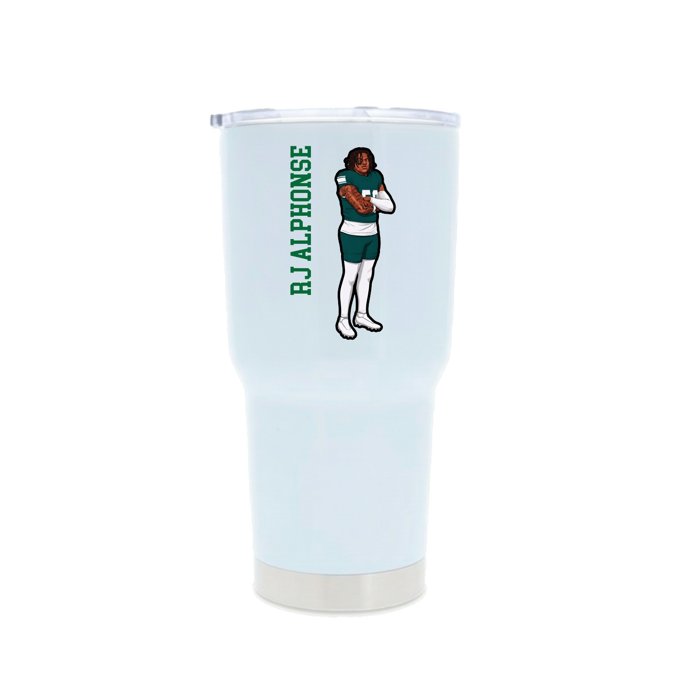 30oz Stainless Steel Tumbler — Name Vertical in White