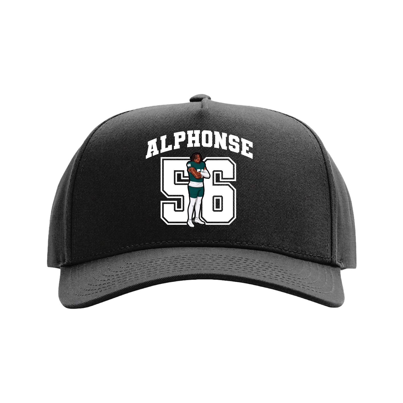 Full Fabric Five-Panel Champ Cap — Number in Black