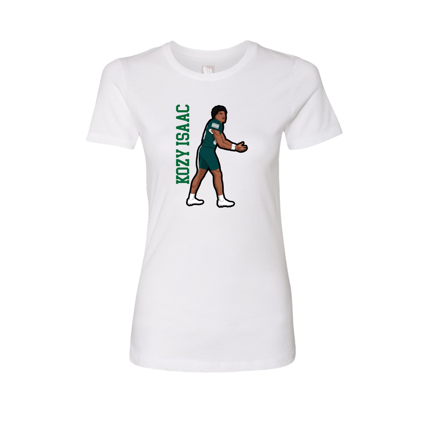 Fitted Women's Tee — Name Vertical in White
